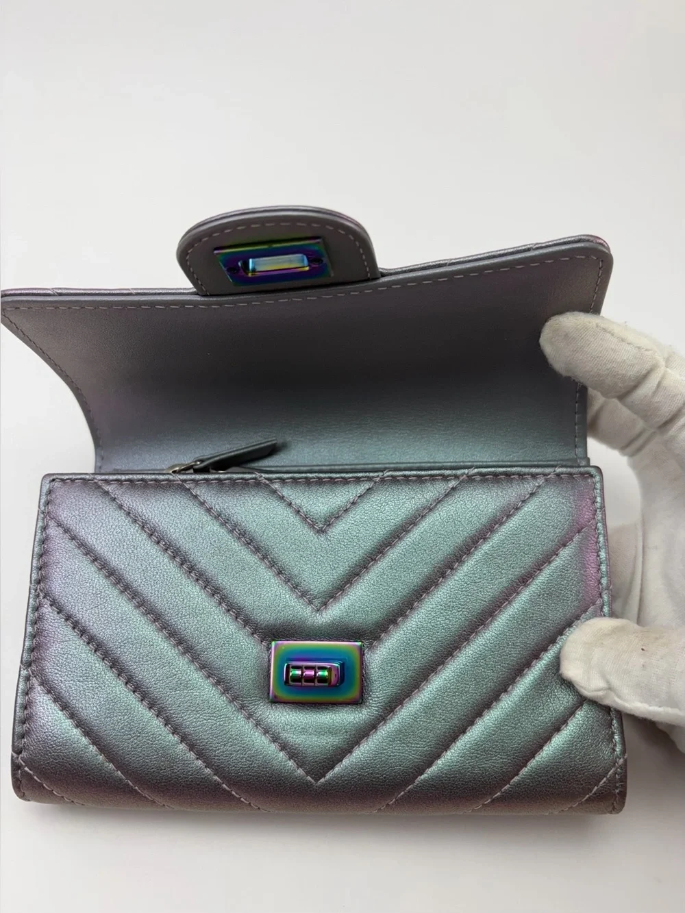 CHANEL Iridescent Chevron Quilted Wallet - Picture 8 of 13
